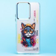 Чехол-накладка для Xiaomi Redmi 13C 4G (кот) (прозрачная)